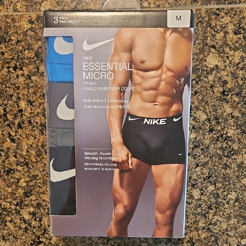 Nike Essential Micro Trunk 3-Pack - Black, Gray, Blue